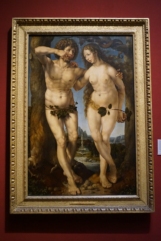 Adam and Eve 1520, Jan Gossaert (Jean Gossart) died 1532, National Gallery, Trafalgar Square, Charing Cross, City of Westminster, London, WC2N 5DN<br/>© <a href="https://flickr.com/people/38298328@N08" target="_blank" rel="nofollow">38298328@N08</a> (<a href="https://flickr.com/photo.gne?id=53145114873" target="_blank" rel="nofollow">Flickr</a>)