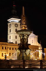 Samsonova kašna & Černá věž, České Budějovice, Czech Republic