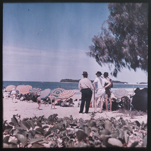 People on a Gold Coast beach in the 1940s