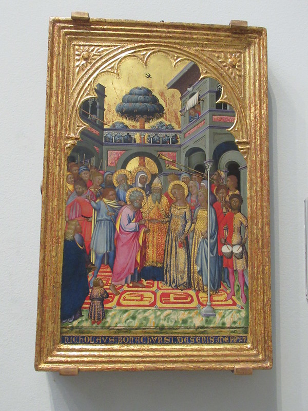 Marriage of the Virgin, about 1380, Niccolò di Buonaccorse, documented 1372, died 1388, National Gallery, Trafalgar Square, Charing Cross, City of Westminster, London, WC2N 5DN<br/>© <a href="https://flickr.com/people/38298328@N08" target="_blank" rel="nofollow">38298328@N08</a> (<a href="https://flickr.com/photo.gne?id=53163302081" target="_blank" rel="nofollow">Flickr</a>)