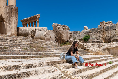 Woman in Front of BAalbeck Roman Ruins