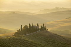 Early Morning Light Over Podere Belvedere, San Quirico d'Orcia, Tuscany, Italy