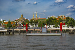 Grand Palace seen from the Chao Phraya river in Bangkok, Thailand