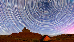 Star trails over Mexican Hat