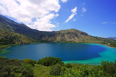 Wonderful blue water of Kourna Lake, Crete