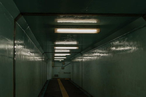 fluorescent lights in underpass