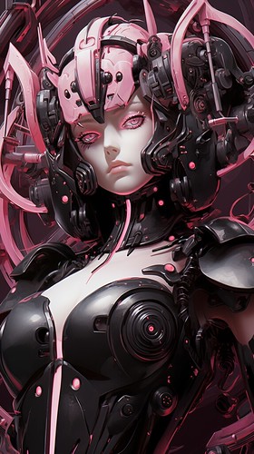 the super robot like magical girl , concept art , cutie and stylish , mechanical face