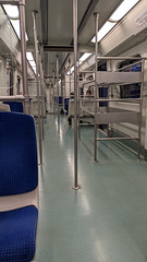 Interior of Athens Metro train, Greece