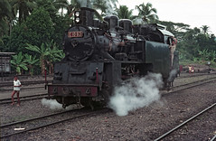 E10 63 0-10-0T rack locomotive at Kota Baru, West Sumatra, Indonesia. August 1972.