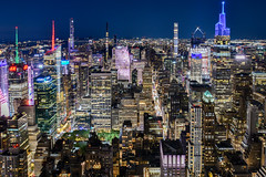 Manhattan night skyline panorama, Empire State Building view - Manhattan, New York