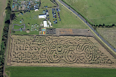 Aerial image: Hirstys Family Fun Park maize maze near Hemsby in Norfolk