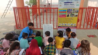 Blue Pen’s Volunteer shiv teaching mathematics (addition and subtraction) to class 2nd at okhla phase-1 slums, today 19th Nov,23