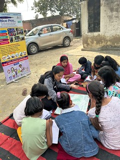 Blue Pen’s Volunteer Krishna taught (Fractions and miss fractions sums) to 5th grades students at Morna village slum, today 19th Nov,23