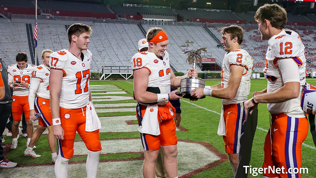 Clemson Football Photo of Cade Klubnik and Hunter Helms and South Carolina