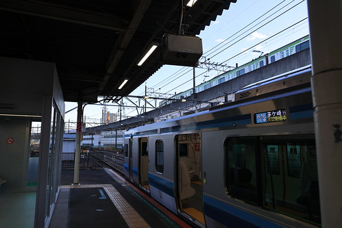 Toei 10-300 Series Train Leaving Hashimoto Station beyond Sagami Line E131 Series Train 2