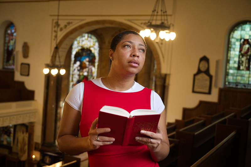 DSC_3934 Alesha Jamaican Model in Red Dress with the Holy Bible at John Wesley Methodist Chapel City Road London<br/>© <a href="https://flickr.com/people/41087279@N00" target="_blank" rel="nofollow">41087279@N00</a> (<a href="https://flickr.com/photo.gne?id=53412057254" target="_blank" rel="nofollow">Flickr</a>)
