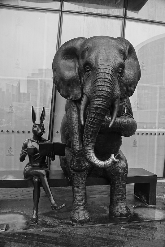 African Elephant Never Forgot What He Learned and Neither did Rabbitwoman, Gillie and Marc (Sculptors), Winter by the River, London Bridge City, Southwark, London (<br/>© <a href="https://flickr.com/people/38298328@N08" target="_blank" rel="nofollow">38298328@N08</a> (<a href="https://flickr.com/photo.gne?id=53413943004" target="_blank" rel="nofollow">Flickr</a>)