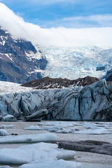 Close up of glacier melting ice at Svinafellsjokull glacier in Iceland