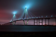 Arthur Ravenel Jr. Bridge in a storm, Patriot Point, South Carolina