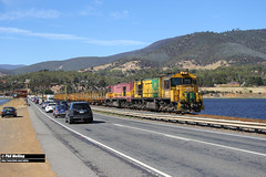 14 January 2014 2111 2113 on 364 empty log train Hobart  to Brighton Transport Hub Midland Highway Causeway Bridgewater