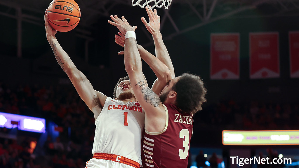 Clemson Basketball Photo of Chase Brice and Boston College