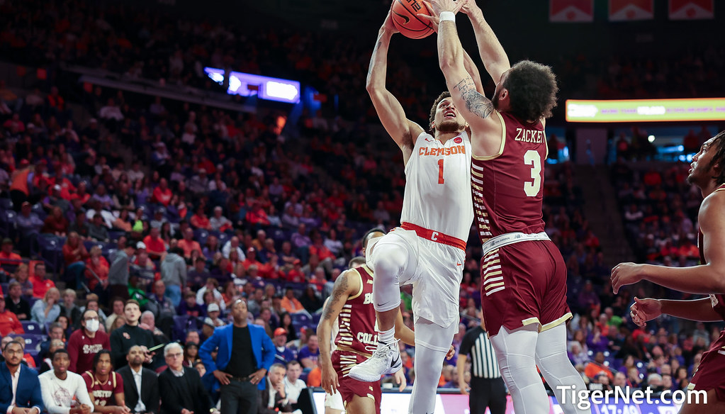 Clemson Basketball Photo of Chase Brice and Boston College