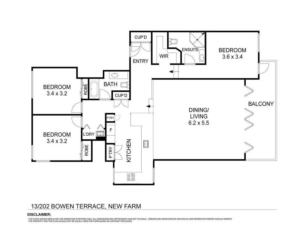 13/202 Bowen Terrace, New Farm QLD 4005 floorplan
