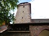 Historic Storchenturm, dating to 1330, with its Schwedenkanonen (cannons), Zell am Harmersbach, Baden-Wrttemberg, Deutschland