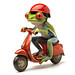 Frosch mit Helm auf Roller