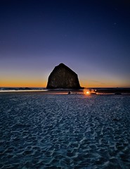 Sunset bonfire under the stars - Cannon Beach, Oregon