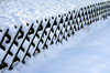 Wooden criss cross lattice fence in Brastad
