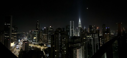 View of Kuala Lumpur at night from Roofino Skydining