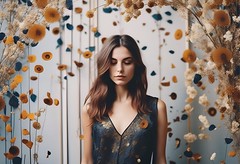 Antique Flowers and Beautiful Women