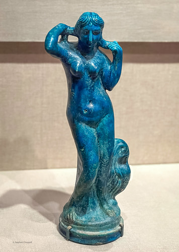 Blue faience Aphrodite Anadyomene, from Egypt