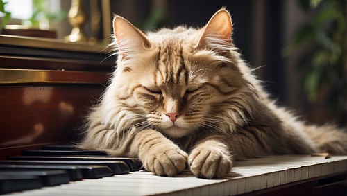 A cat fainted on the piano