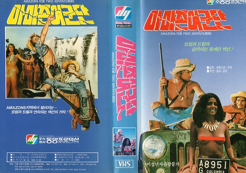 Seoul Korea vintage VHS cover art for second-edition release of oddball German action/comedy "Two Sa