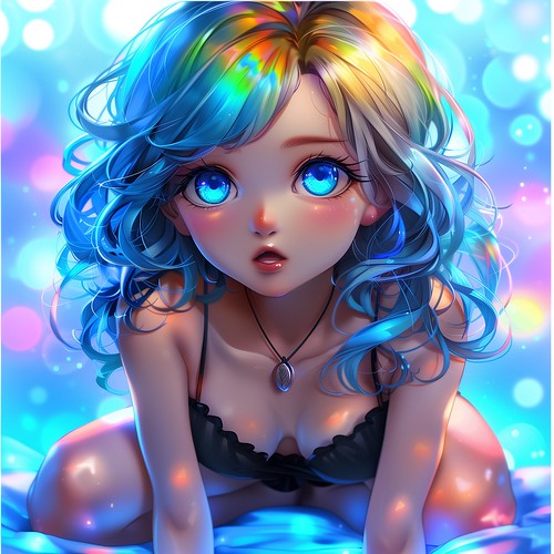 Anime girl in colors