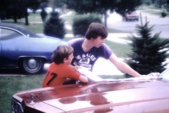 Found Photo - 1970s Brothers Washing Car