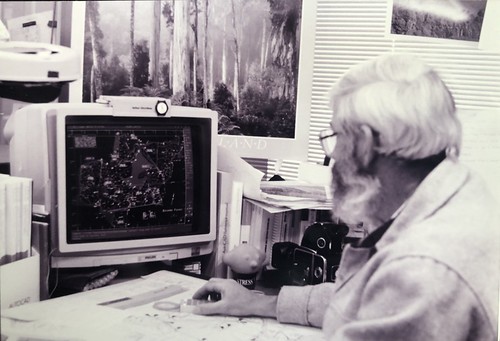 Photo of me hard at work on AutoCAD mapping for ACT Forests annual report.