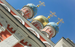 Russian Federation,  Holy Moscow, Colorful Cupolas of Church of Saint George at Pskov Hill - The Church of the Intercession of the Blessed Virgin, Varvarka Street, Zaryadye, Kitai-Gorod, Tverskoy District. Православнаѧ Црковь.