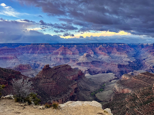 Sunset from Grand Canyon Village, on the last day of winter, March 18, 2024.