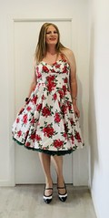 636. Roses dress with green petticoat