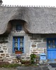 Toits de chaume dans le village de Kercanic, commune de Nvez,Cornouaille, Finistre, Bretagne.