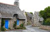 Toits de chaume dans le village de Kercanic, commune de Nvez,Cornouaille, Finistre, Bretagne.