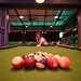 DSC_1201: a woman is leaning over a pool table