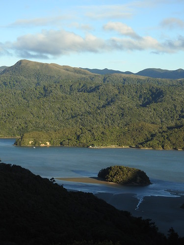 Subtropical-temperate rainforest around Whanganui Inlet with Knuckle Hill behind