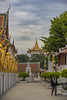 Wat Saket atop Golden Mount seen from Wat Ratchanatdaram Worawihan in old town of Bangkok, Thailand