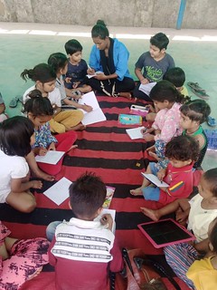 Blue Pen’s Volunteer Coordinator Manju conducted a monthly test to 2nd to 3rd grades students at Nithari slums, today 31st Mar,24