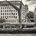London, river Thames. The historic wooden barge "Hydrogen" (built in 1906).