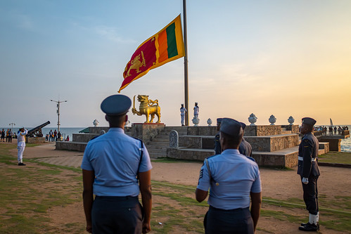 Sri Lanka Flag lowering at Galle Face